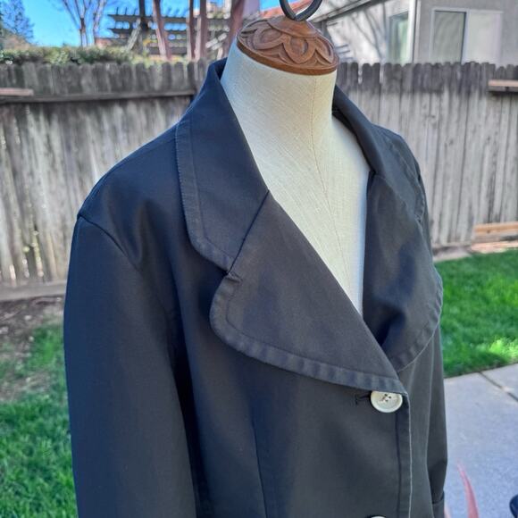 Merona Black Button Front Overcoat Jacket Lined Button Pockets & Back Women's XL - Picture 2 of 9